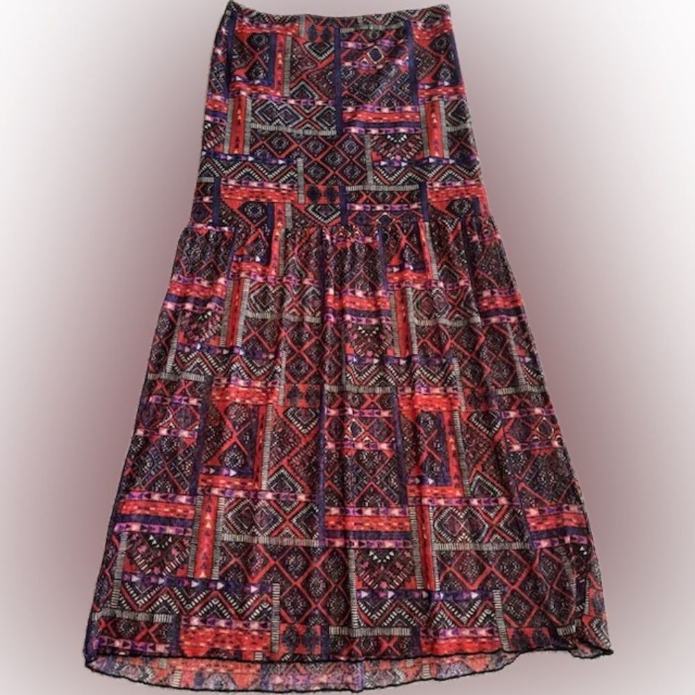 Vintage NO BOUNDARIES Boho style maxi skirt with sheer bottom